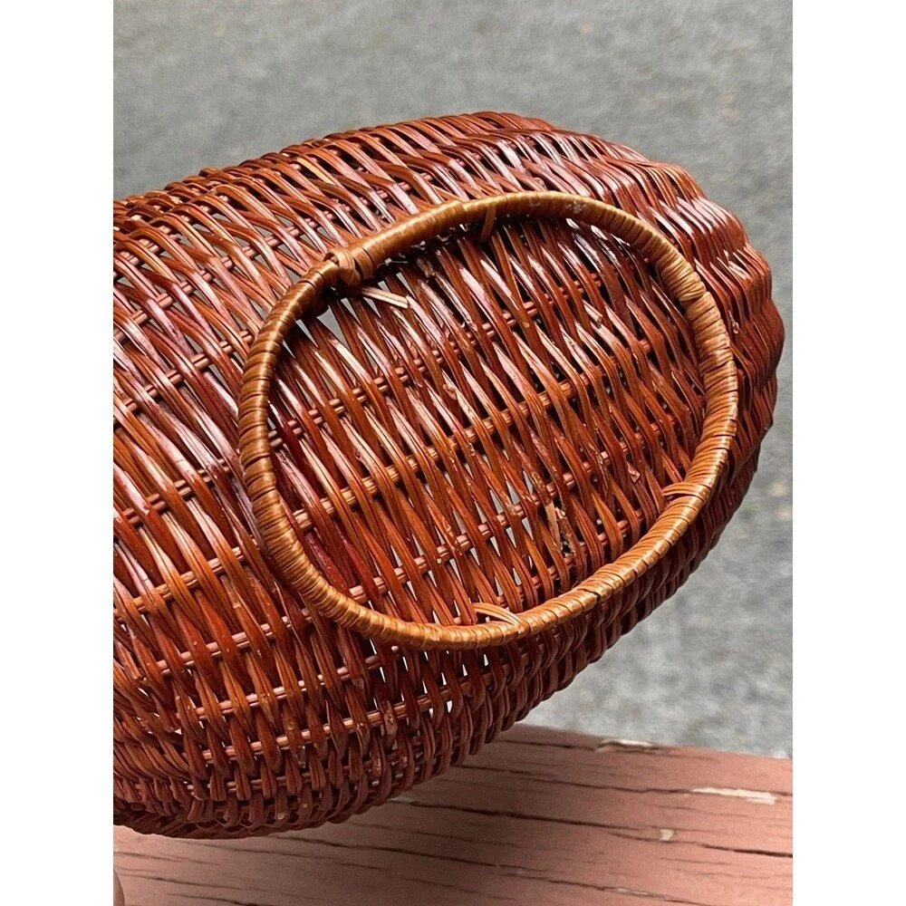 VTG Wicker Rattan Reindeer Basket Boho Woodland Christmas Centerpiece 11